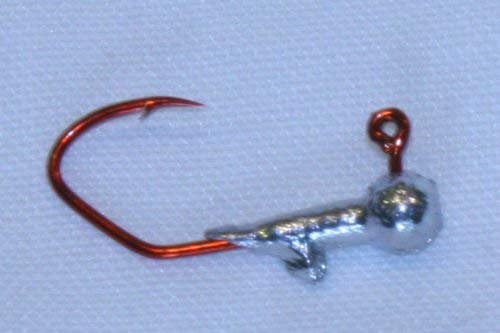 40 pc Cam's 1/64 Round Jig Head #6 Red (Laser Sharpe) Nasty Bend Hooks Barb Collar