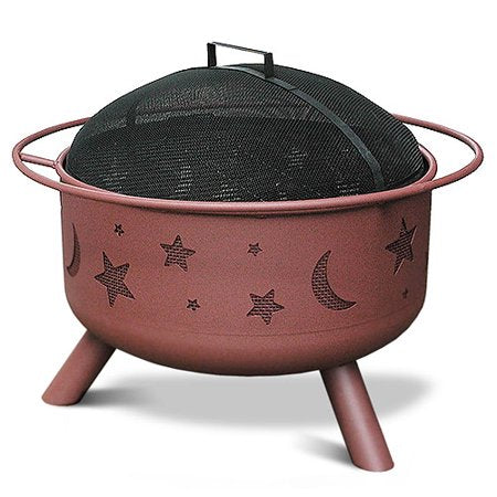 Cam's "Crappie Pit" Outdoor Steel Fire Pit, Stars & Moons, #Thump City Georgia Clay