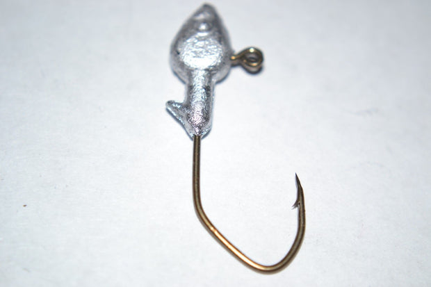 40 pc Cam's 1/32  Minnow Head w/Collar #2 Bronze (Laser Sharp) Nasty Bend Hooks Barb Collar