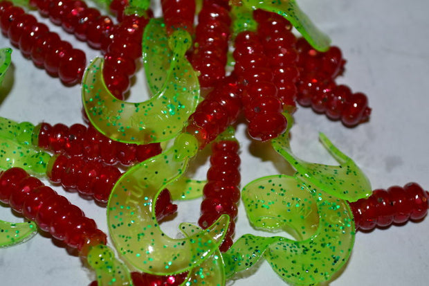 40 ct Cam's  2" Red Chartreuse Tail  Crappie Soft  Jig &Trout,Bream,Panfish