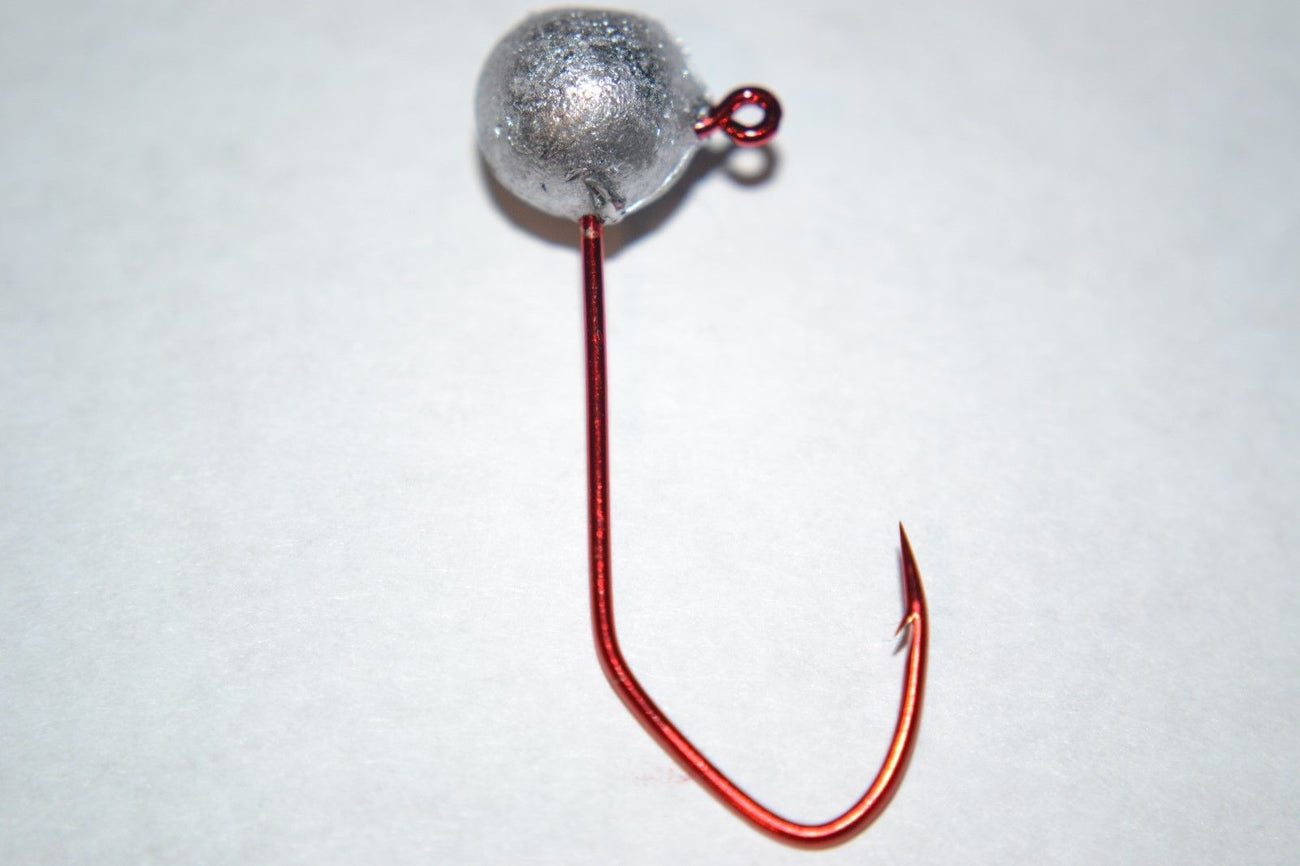 35 pc Cam's 1/32  Ball Head Only No/Collar #4 Red(Laser Sharp) Nasty Bend Hooks Barb Collar