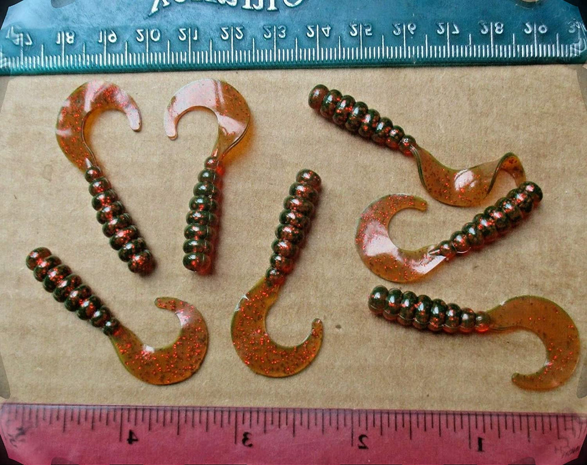 40 ct Cam's  2" Motor Oil Curly Tail Grub Crappie Soft  Jig &Trout ,Bream Panfish