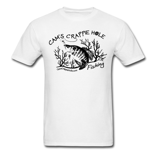 "White" Black Letter"s  Short Sleeve Crappie Hole T-Shirt