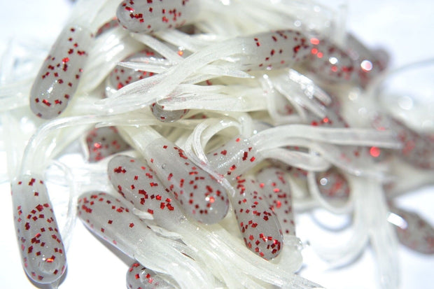 Cam's 35 pc Glow-n-Dark 1.5" Blood & Smoke  Tube Crappie Soft Jigs