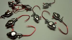 35 pc Cam's 1/16  Minnow Jig Head #4 Red(Laser Sharp) Nasty Bend Hooks Barb Collar