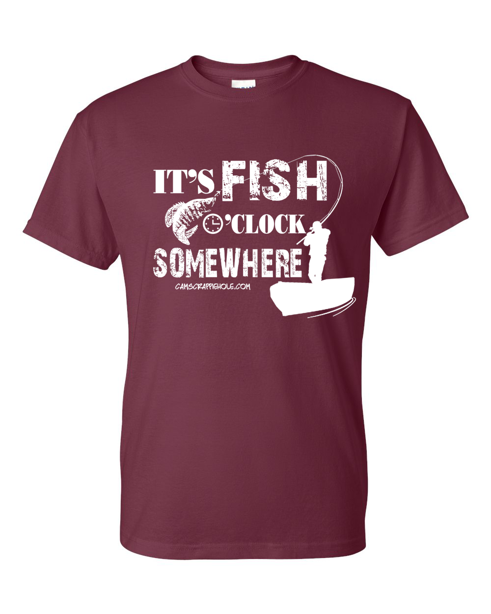 Cam's "Maroon" Fish O' Clock Short Sleeve T-Shirt