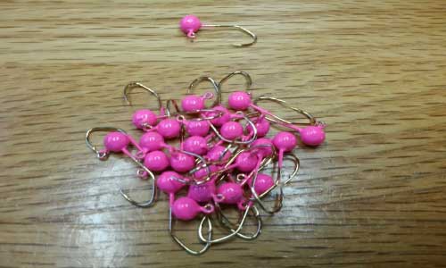 40ct Cam's Jig Heads 1/64 Pink Round #6 Gold (Laser Sharp) Nasty Bend Hooks