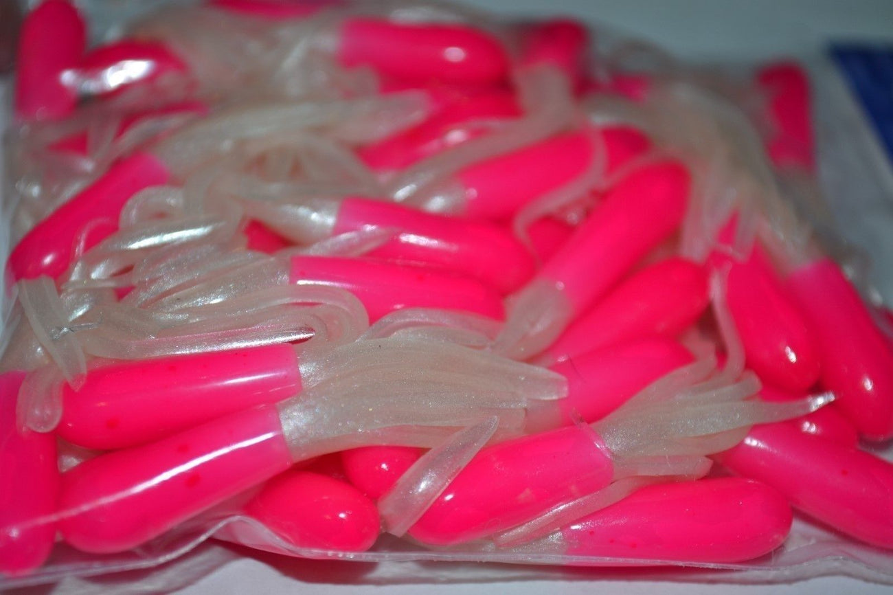 Cam's 1.5" 35 pc Glow-n-Dark Hot Pink & White Soft Tube Crappie Jig