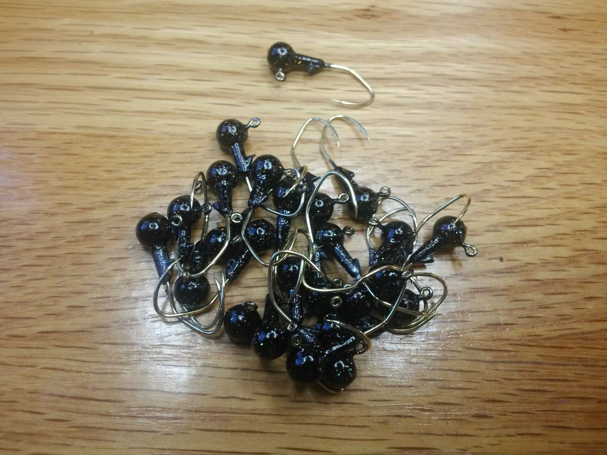 40 pk. 1/16 oz. Cam's Black  Painted Jigs with Collar and #4 Gold "NASTY BEND HOOKS"