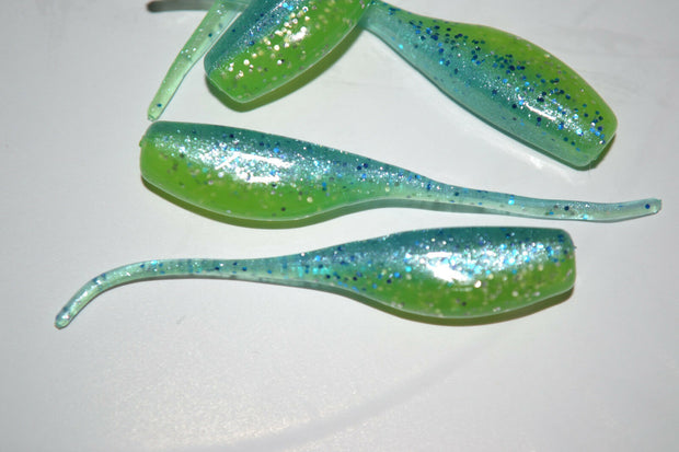 40 pc Stinger Shad Blue Lime Minnow Crappie Shad