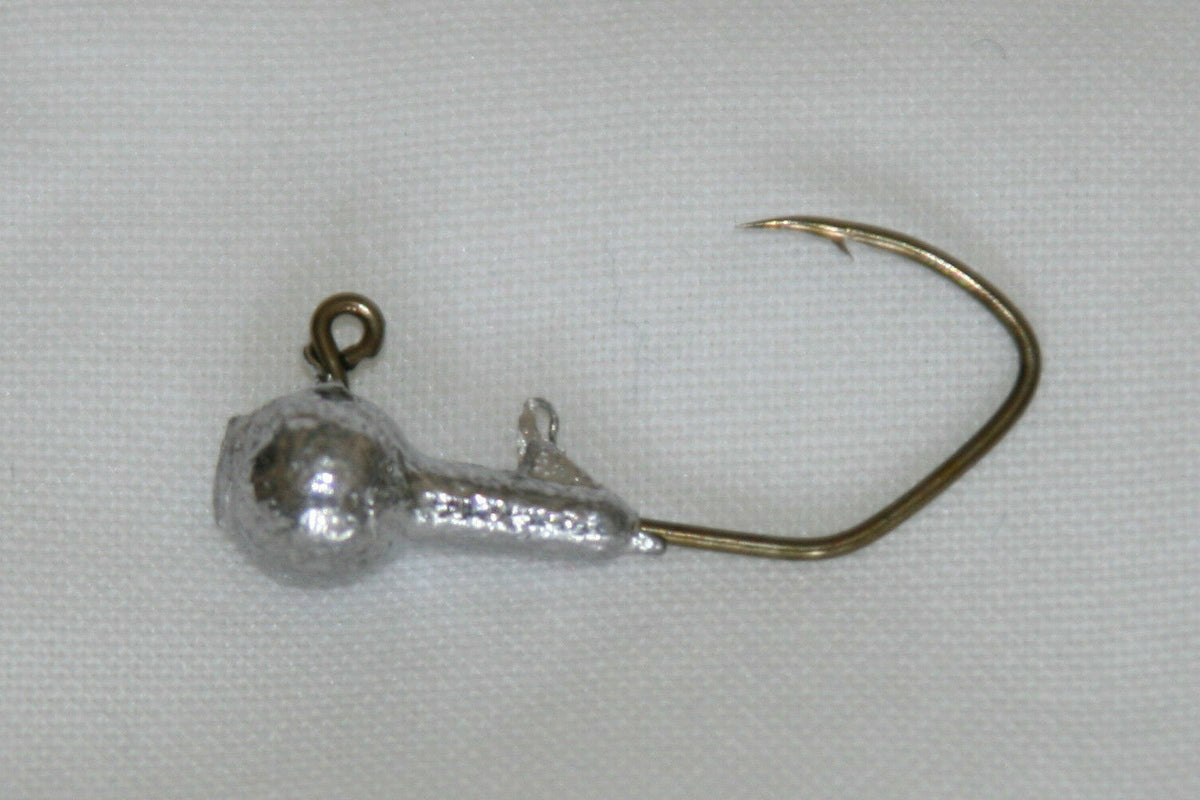 35 pc Cam's 1/16 Round Jig Head #2 Gold (Laser Sharpe) Nasty Bend Hooks Barb Collar