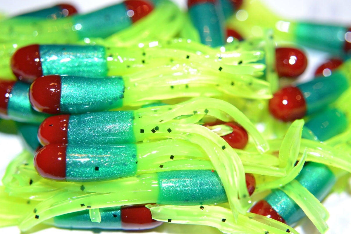 Cam's 40 pc Tri-Color Red Turquoise & Chartreuse 1.5 Tube Crappie