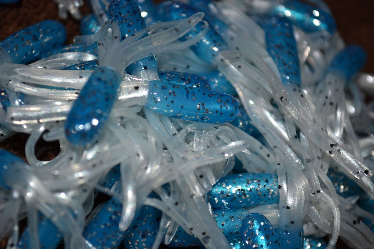 Cam's 35 pc  Lil Blue Shad 1.5" Tube Crappie Soft Jigs