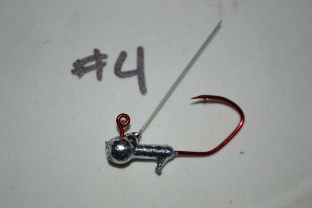 25pc Cam's 1/32 Round Head Weedless Jig Head #4  Red (Laser Sharp) Nasty Bend Hooks