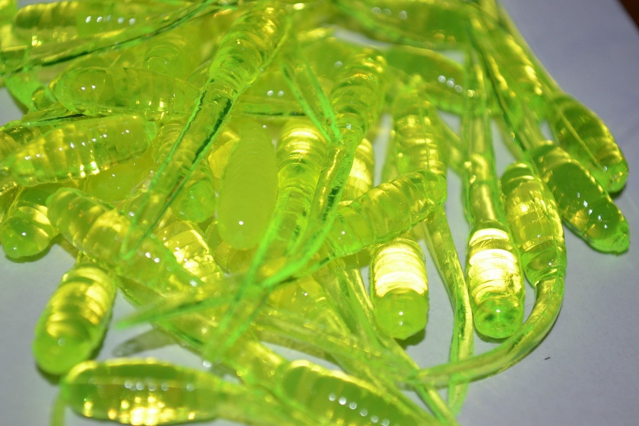 35 ct Cam's 2" Speckled Chartreuse Soft  Jig Crappie & Trout,Bream,Panfish