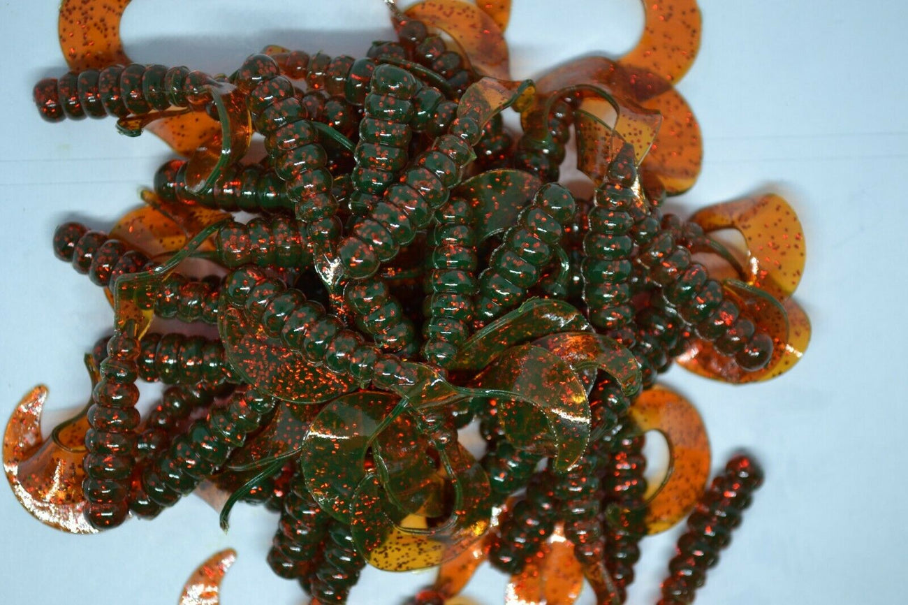 35 ct Cam's  2" Motor Oil Curly Tail Grub Crappie Soft  Jig &Trout ,Bream Panfish