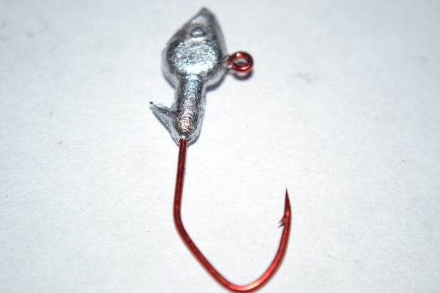 35 pc Cam's 1/16  Minnow Jig Head #4 Red(Laser Sharp) Nasty Bend Hooks Barb Collar