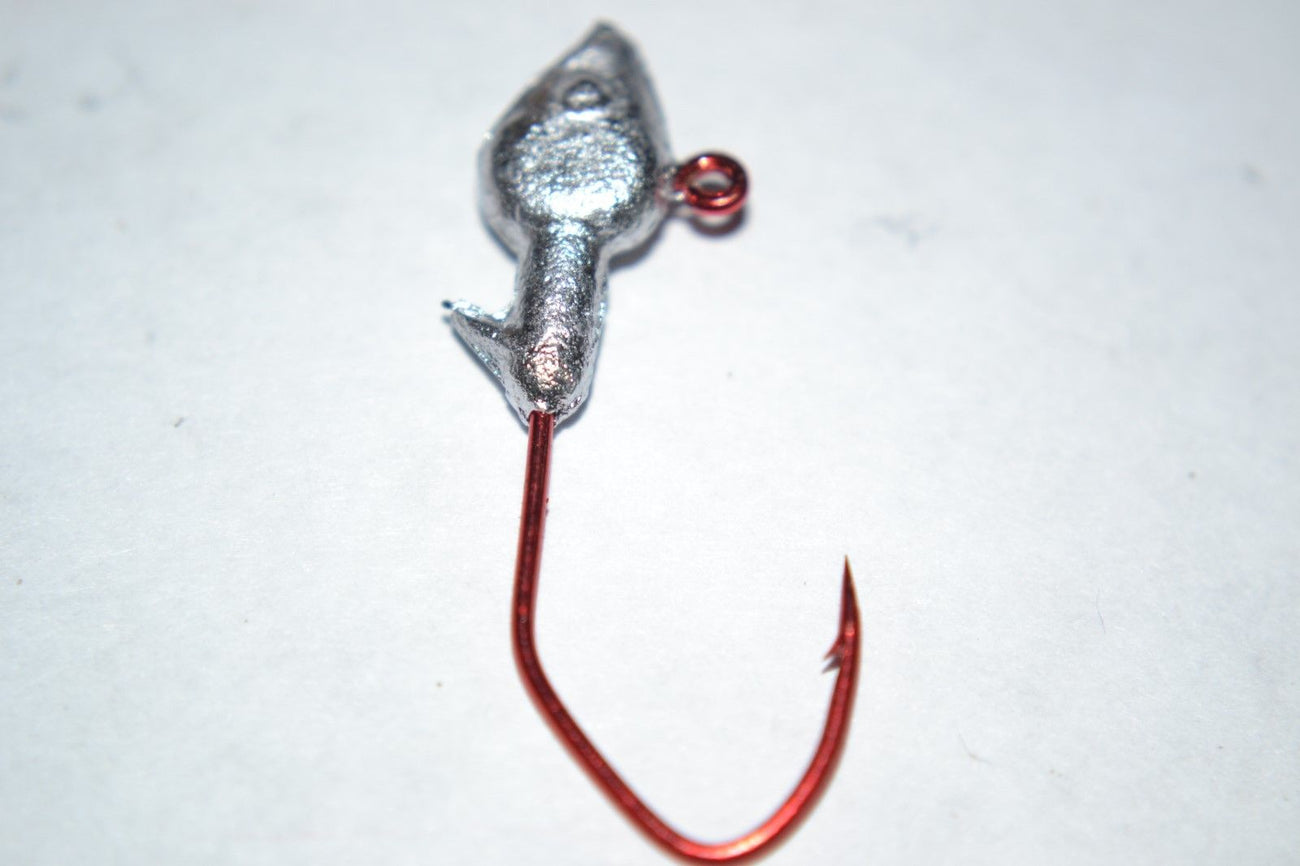 40 pc Cam's 1/32  Minnow Jig Head #4 Red(Laser Sharp) Nasty Bend Hooks Barb Collar