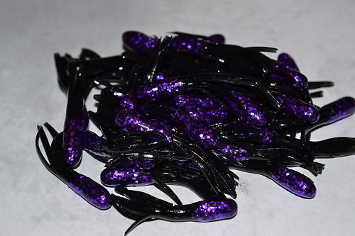Cam's 40 pc Purple Midnight (Muddy Water) Shad 1.5" Tube Crappie Soft Jigs