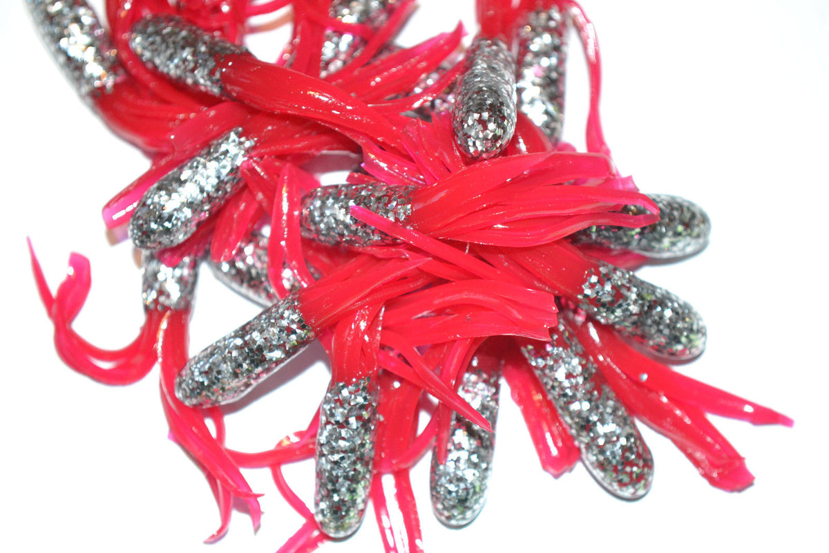 Cam's 35 pc Silver Flash/ Firetail (Muddy Water) Shad 1.5" Tube Crappie Soft Jigs