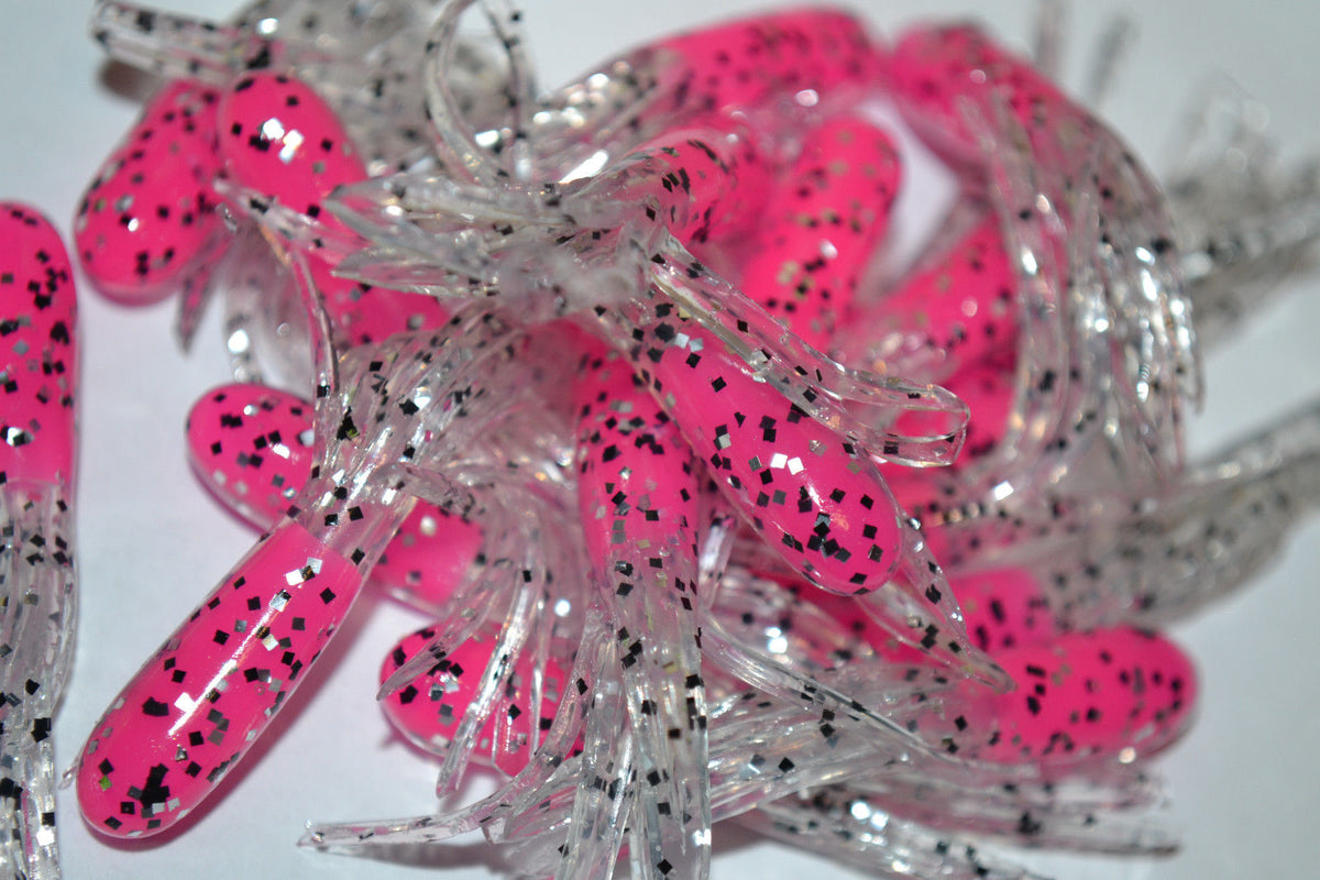 Cam's 40 pc Pink Spec. (Muddy Water) Shad 1.5" Tube Crappie Soft Jigs