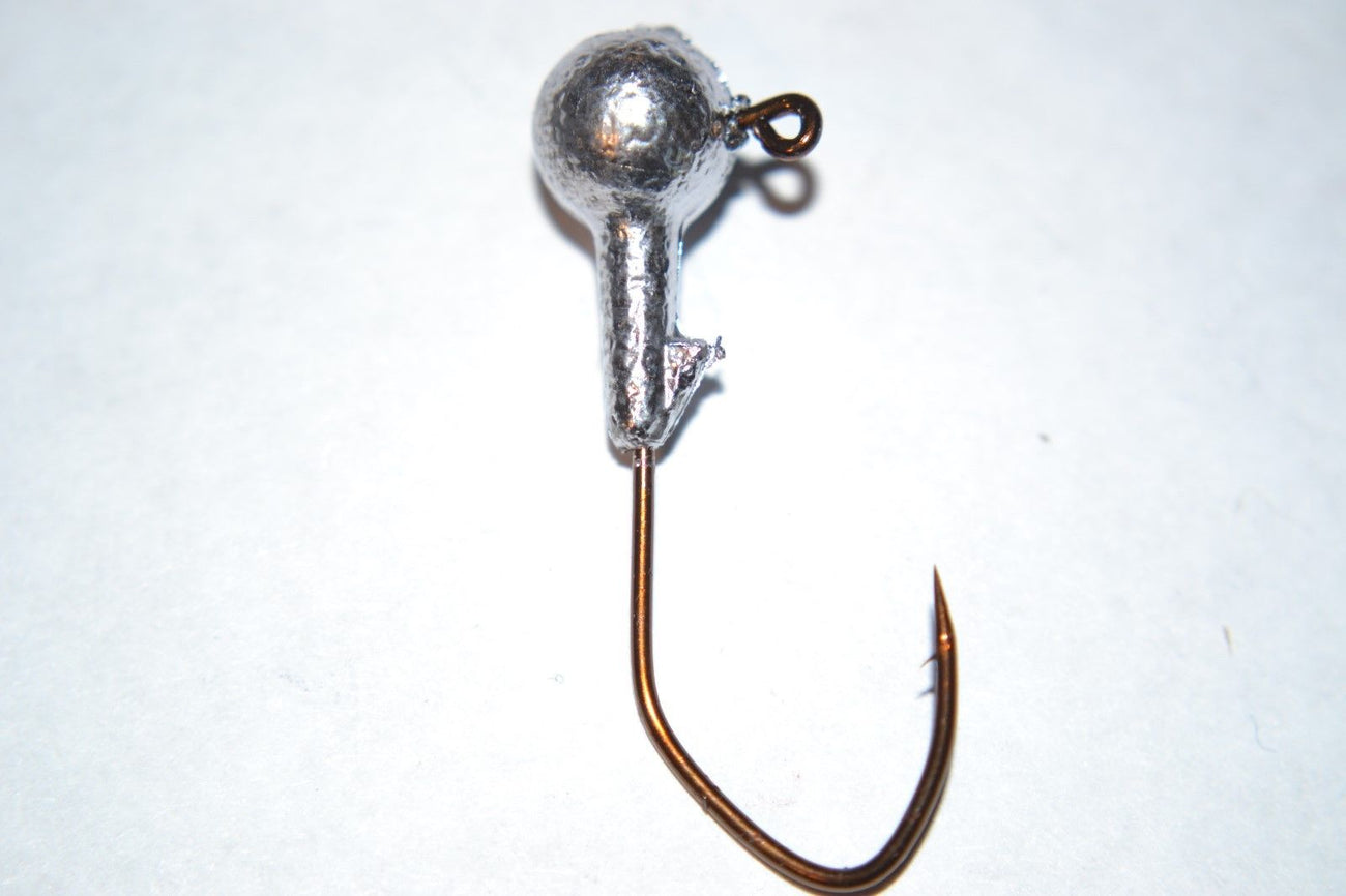 40pc 1/8 Cam's Round Jig Heads  Bronze #2 (Laser Sharpe) Nasty Bend Hooks Barb Collar