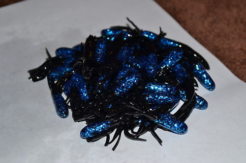 Cam's 40 pc Blue Midnight (Muddy Water) Shad 1.5" Tube Crappie Soft Jigs