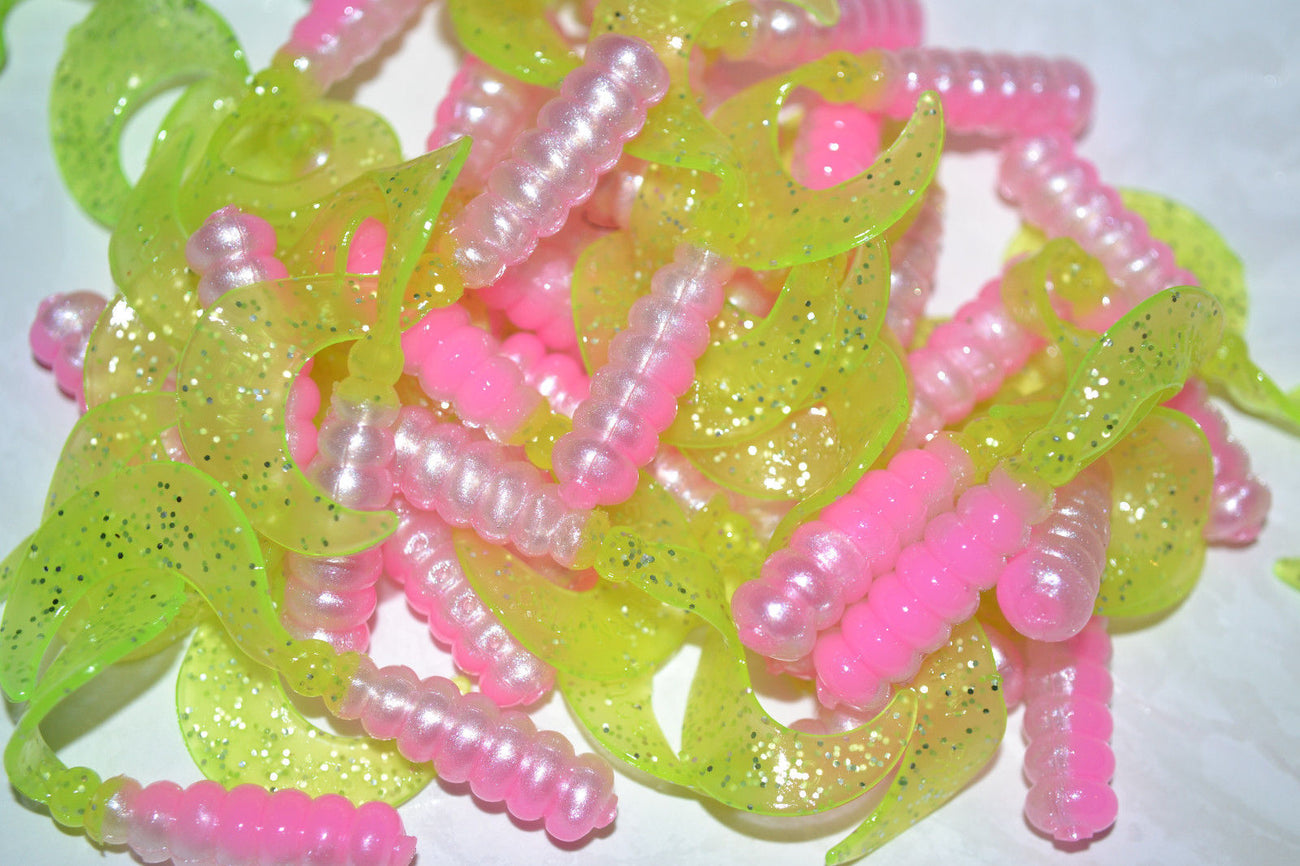40 ct Cam's 2"  Pink White and Chartreuse Tail  Soft  Jig &Trout,Bream,Panfish