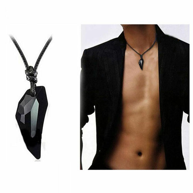 1PC Fashion Women Men Black Crystal Geometric Pendant Necklace Couple Jewelry