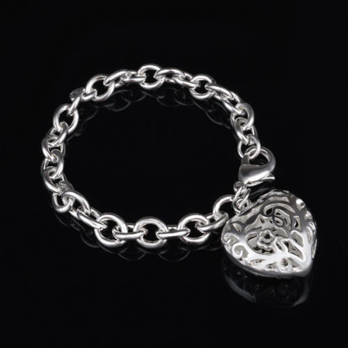 Bangle Chain Bracelet New Women Jewelry Sterling Silver Crystal Cuff Charm