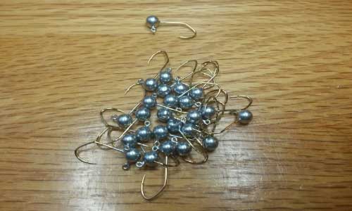 40ct Cam's Jig Heads 1/64 Silver Painted Round #6 Gold (Laser Sharp) Nasty Bend Hooks