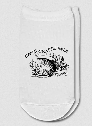 "Cam's Crappie Hole" Solid White Ankle Socks