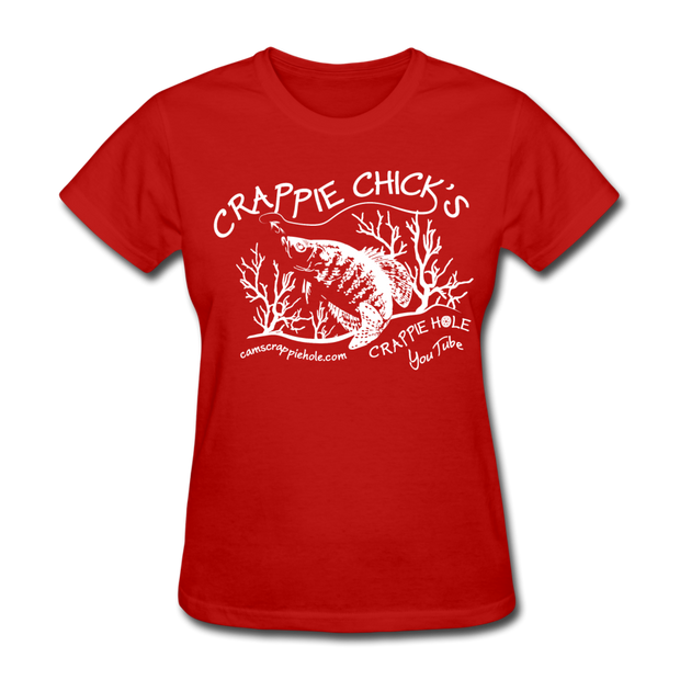 Ladies Red "Crappie Chick's"Contour Short Sleeve T-Shirt
