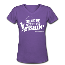 Women's V-Neck Purple "Shut Up" Snug T-Shirt
