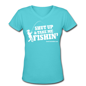 Women's V-Neck  Aqua "Shut Up"  Snug T-Shirt