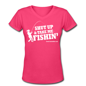 Women's V-Neck Fuchsia  "Shut Up" Snug T-Shirt