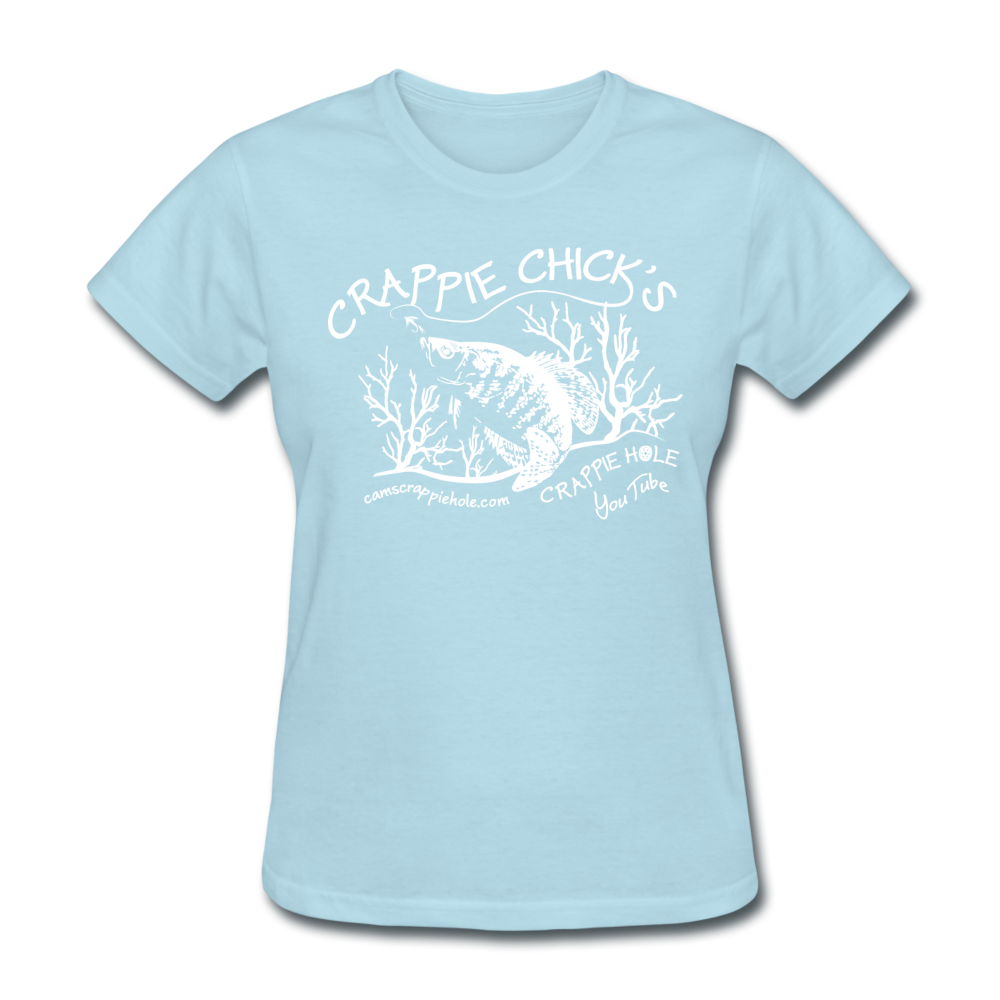 Ladies  Sky Blue  "Crappie Chick's" Crew Neck Short Sleeve T-Shirt